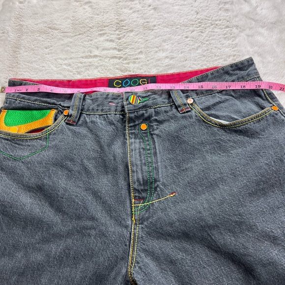 COOGI VINTAGE  Gray Jeans with Green and Yellow Detalla - Picture 2 of 11